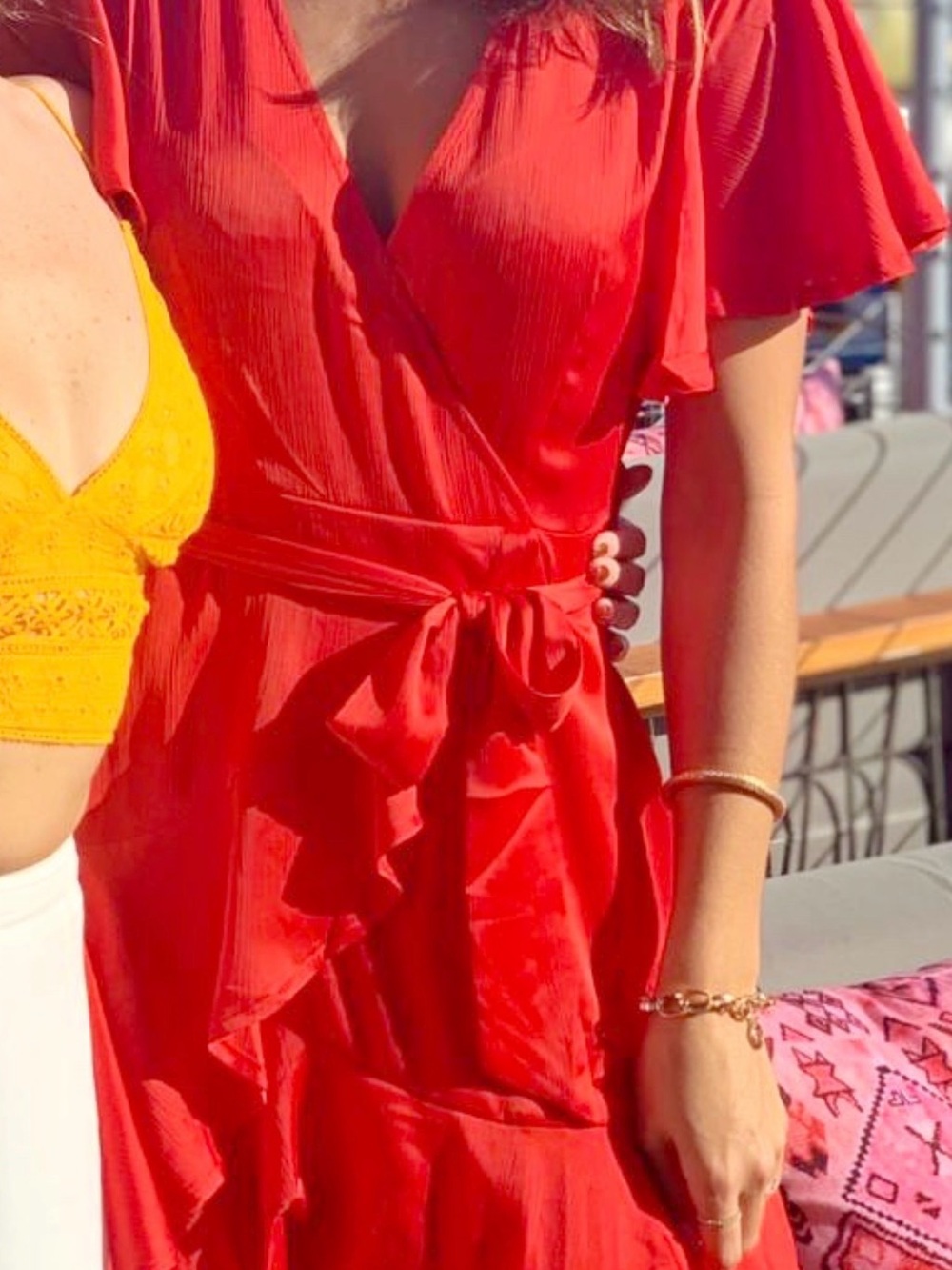 Red Wrap-Style Women's Dress - Classic Summer Look